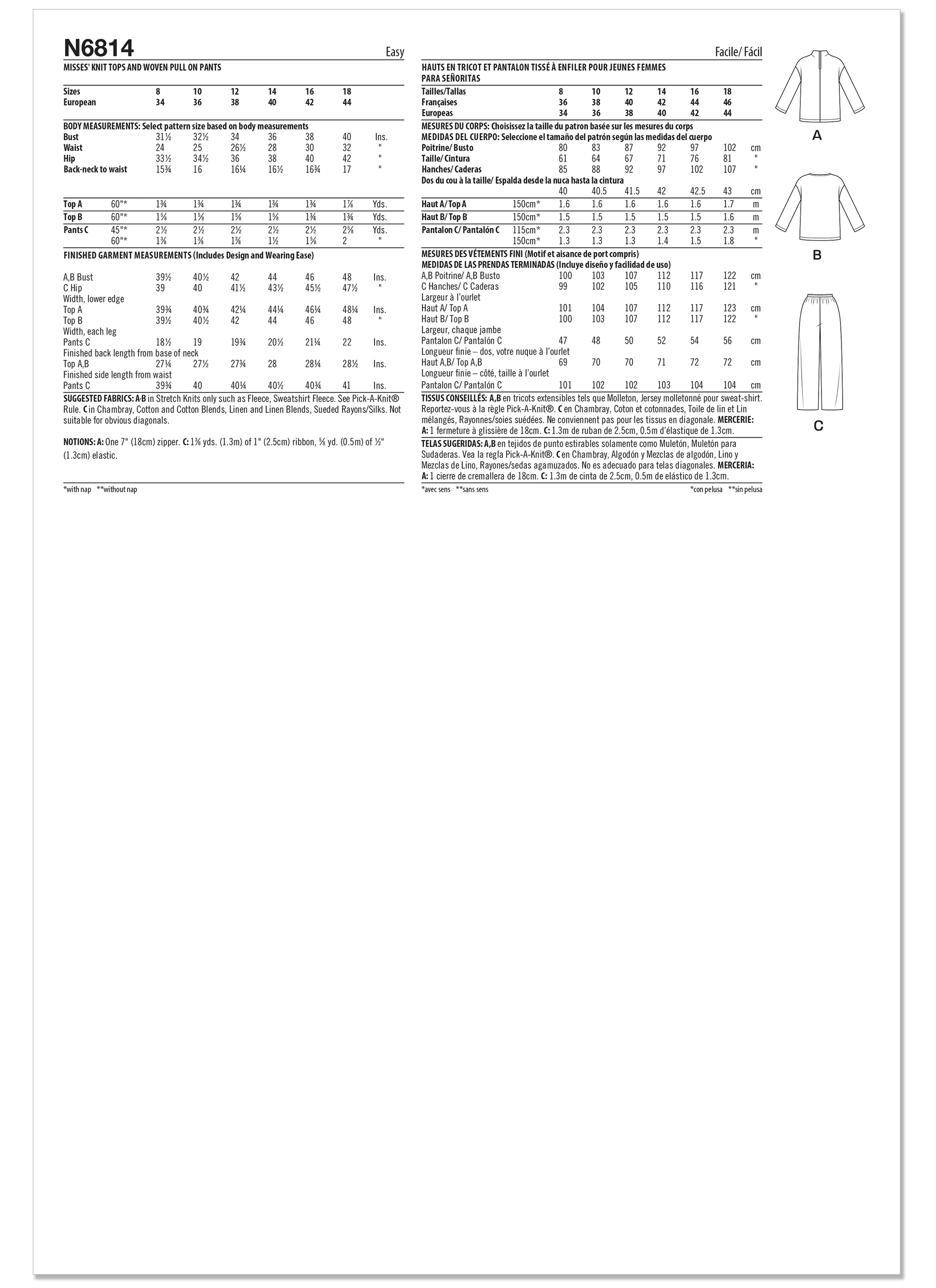 New Look Misses' Knit Tops and Knit or Woven Pull on Trousers N6814 - Image 10