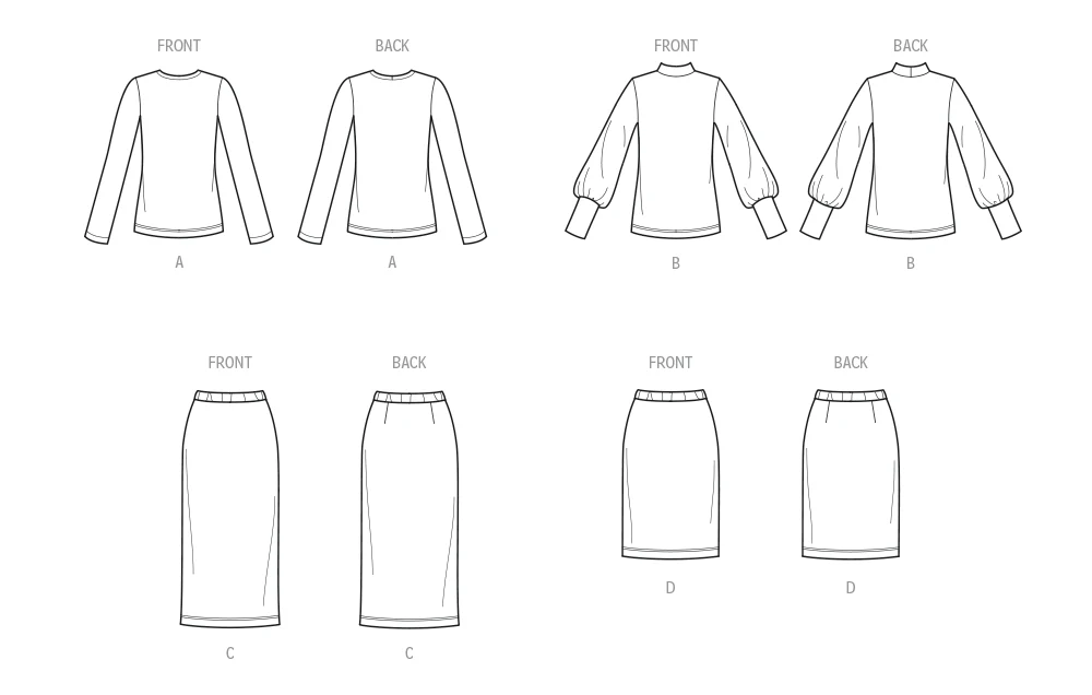 New Look Misses' Knit Tops and Skirt In Two Lengths N6815 - Image 8