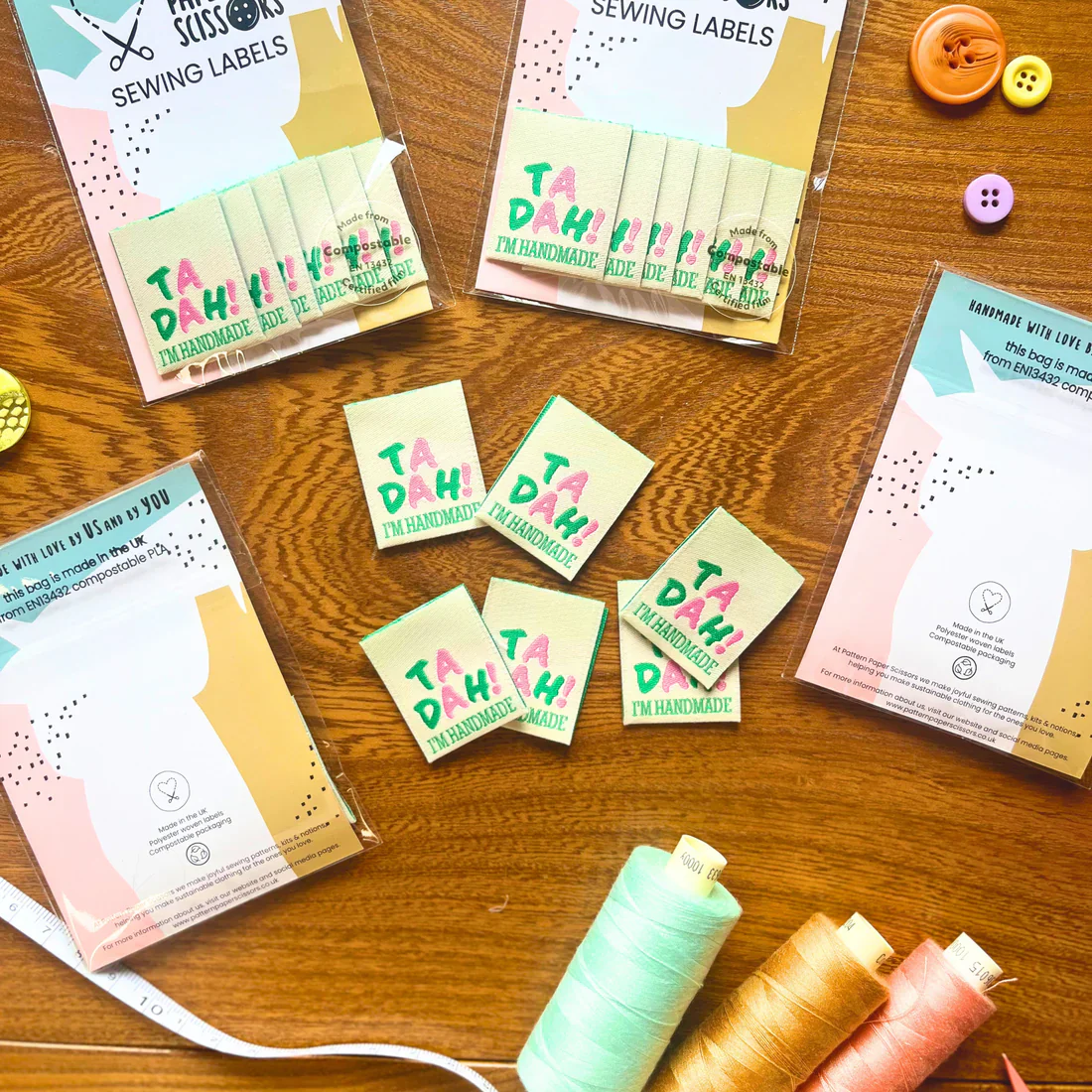 Pattern Paper Scissors 'Ta Dah! I'm Handmade' Labels - Image 3