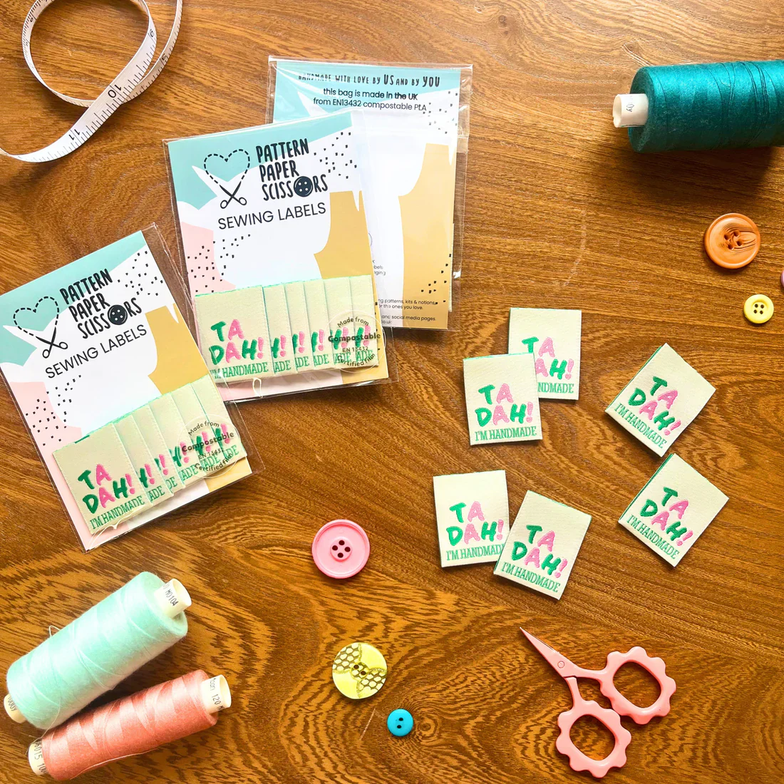 Pattern Paper Scissors 'Ta Dah! I'm Handmade' Labels - Image 4