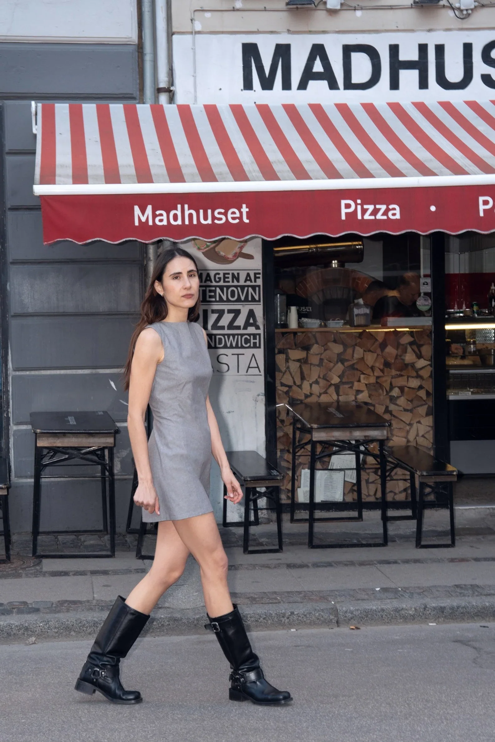 Puff and Pencil Boatneck Dress - Image 5