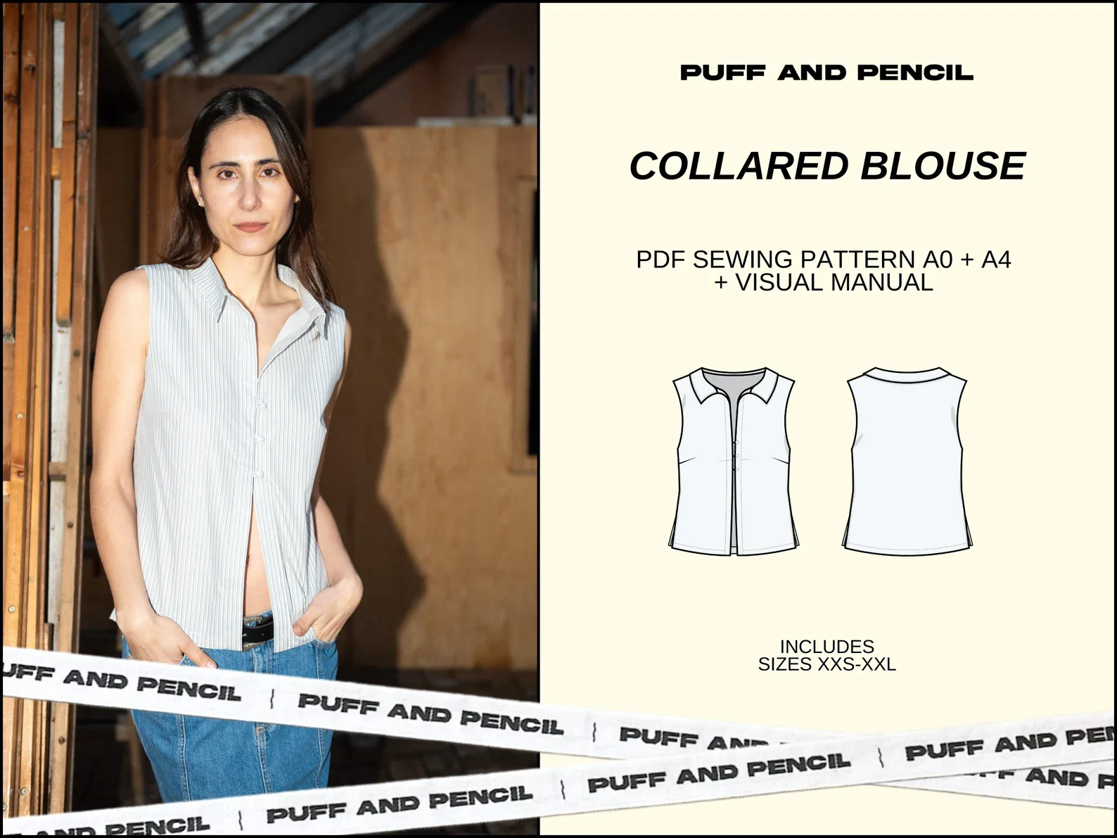 Puff and Pencil Collared Blouse - Image 4