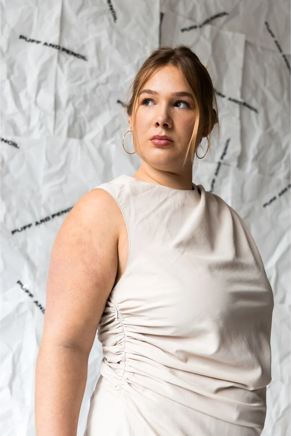 Puff and Pencil Ruched Dress - Image 3