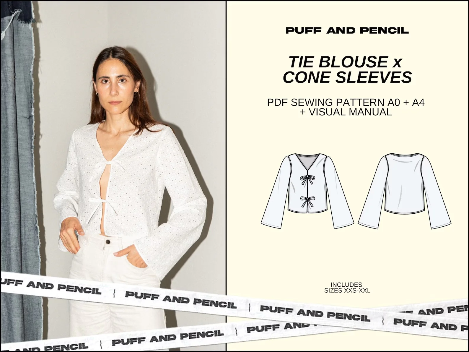 Puff and Pencil Tie Blouse & Cone Sleeve - Image 5
