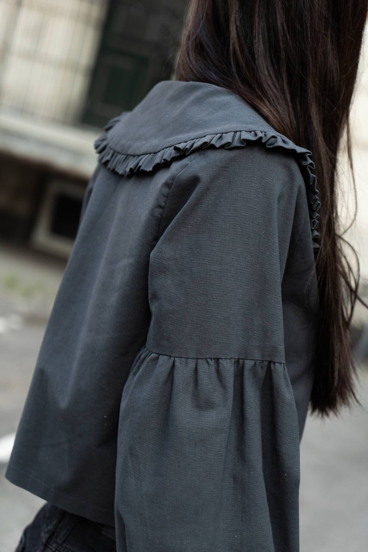 Puff and Pencil Tie Blouse, Lantern Sleeve & Peggy Collar - Image 6