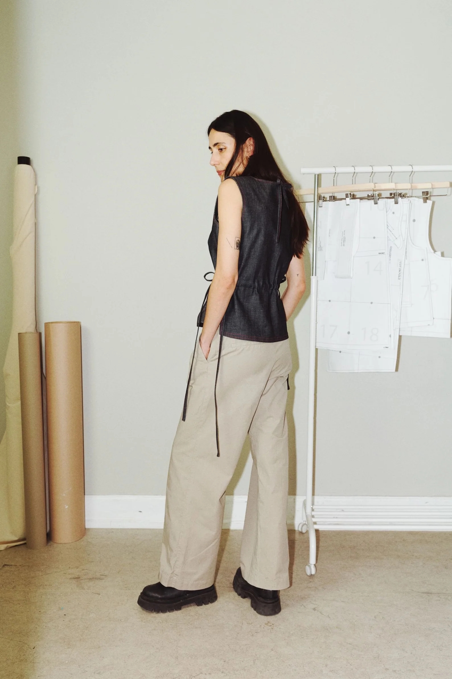 Puff and Pencil Tie Waist Blouse - Image 2