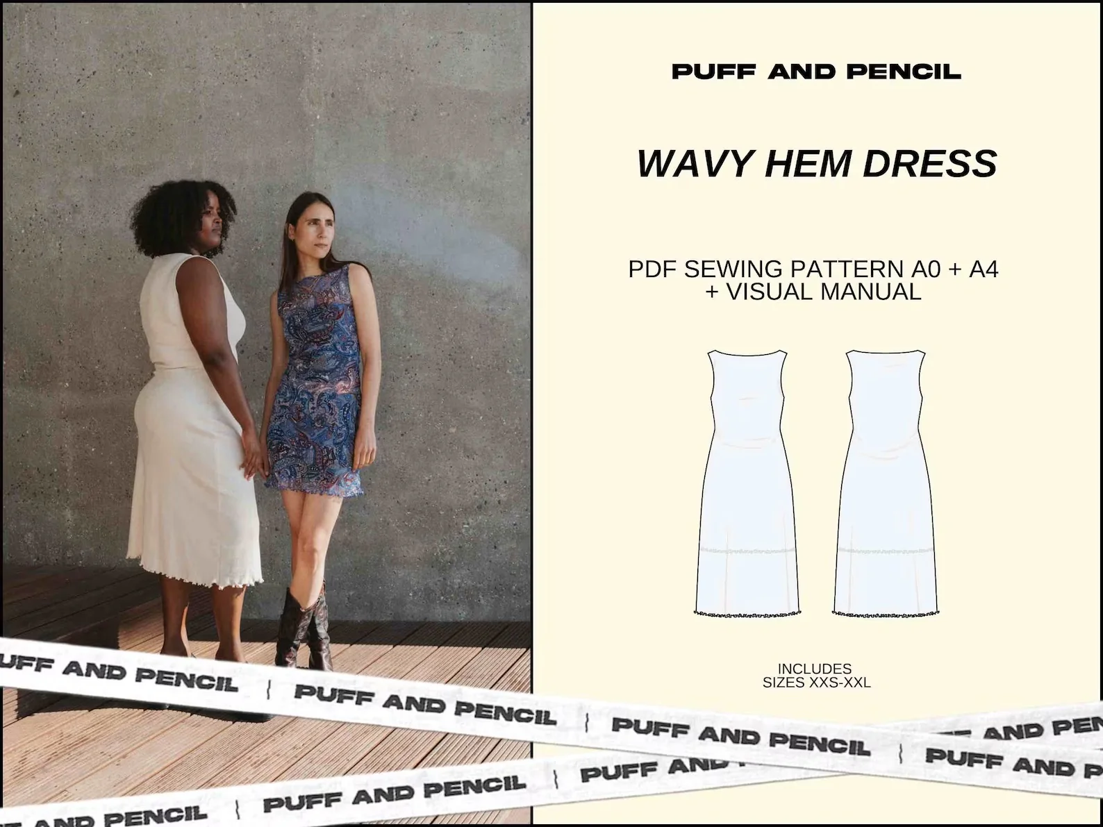 Puff and Pencil Wavy Hem Dress - Image 7