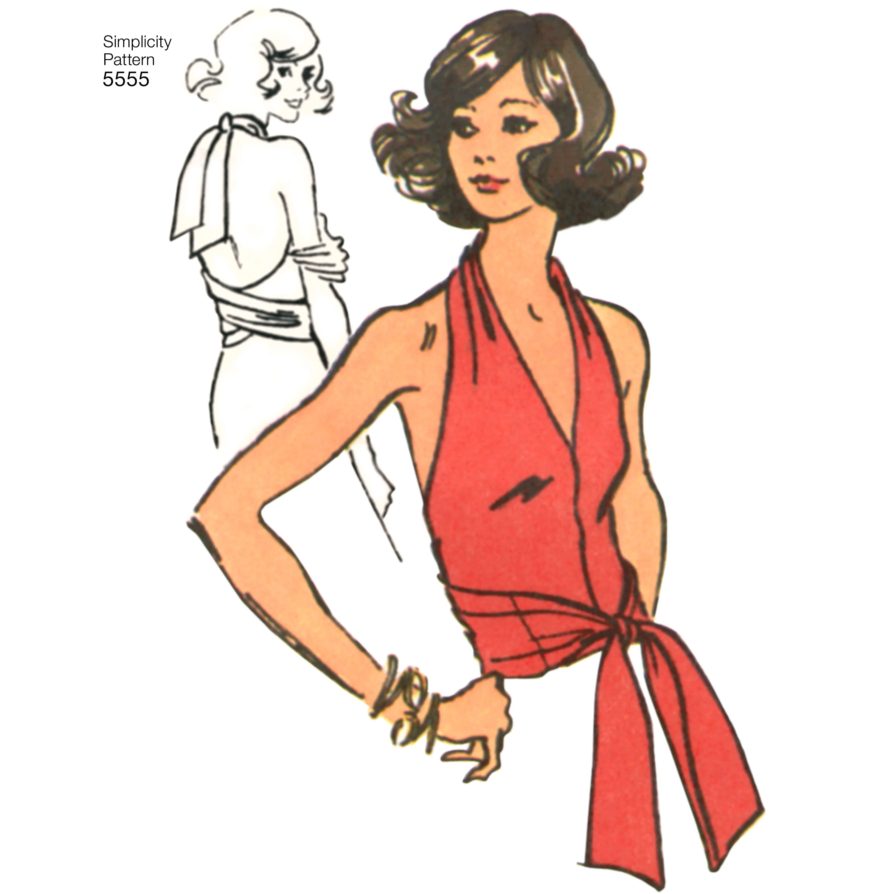 Simplicity 1950's Vintage Wrap and Tie Top S5555 - Image 2