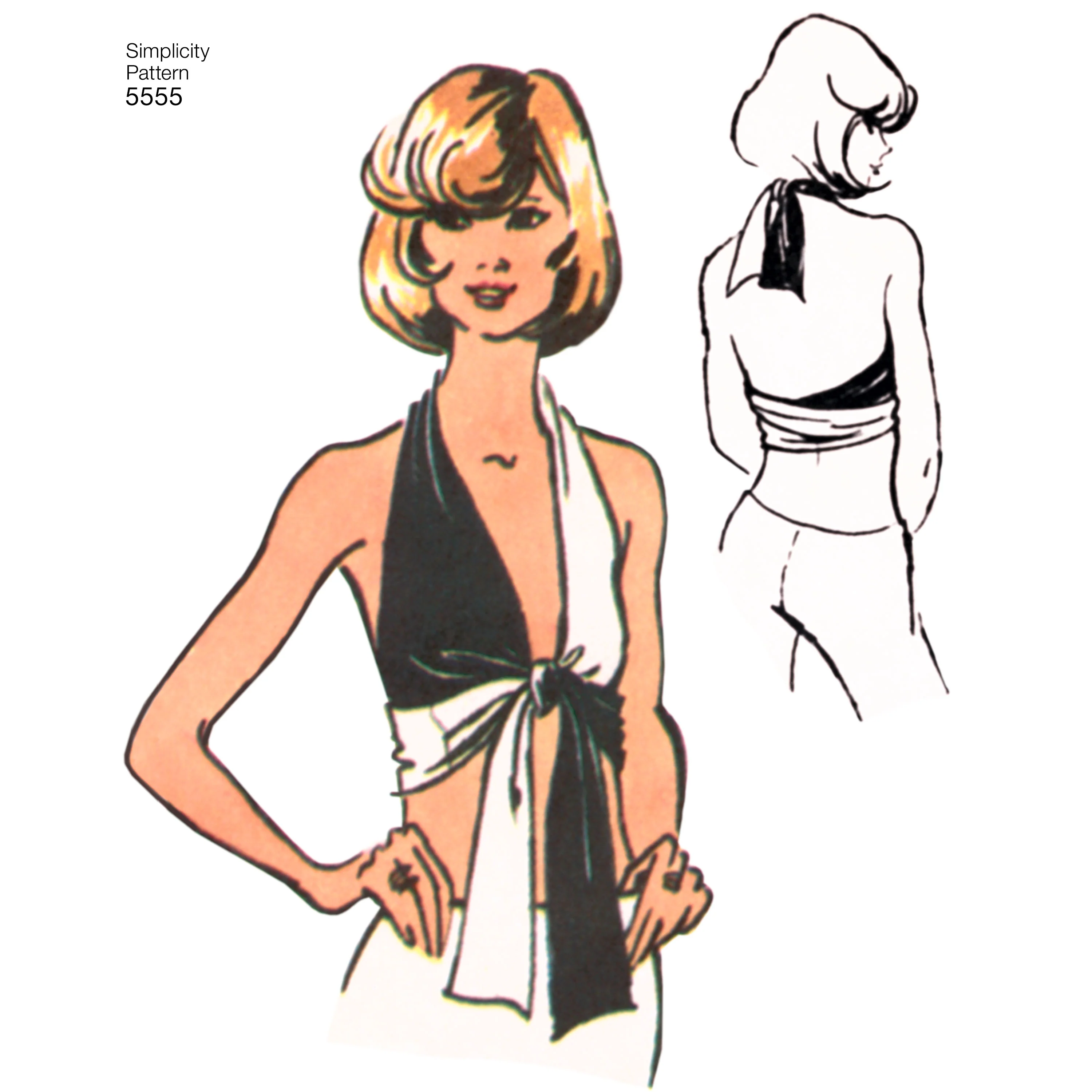 Simplicity 1950's Vintage Wrap and Tie Top S5555 - Image 3
