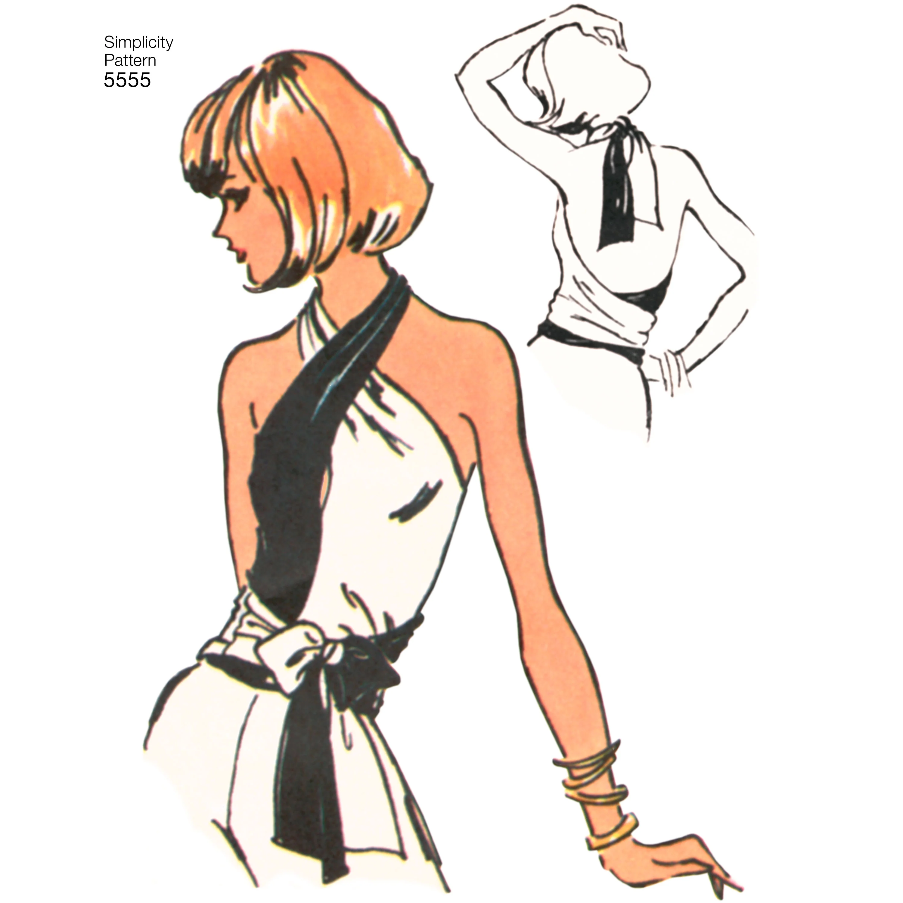Simplicity 1950's Vintage Wrap and Tie Top S5555 - Image 4