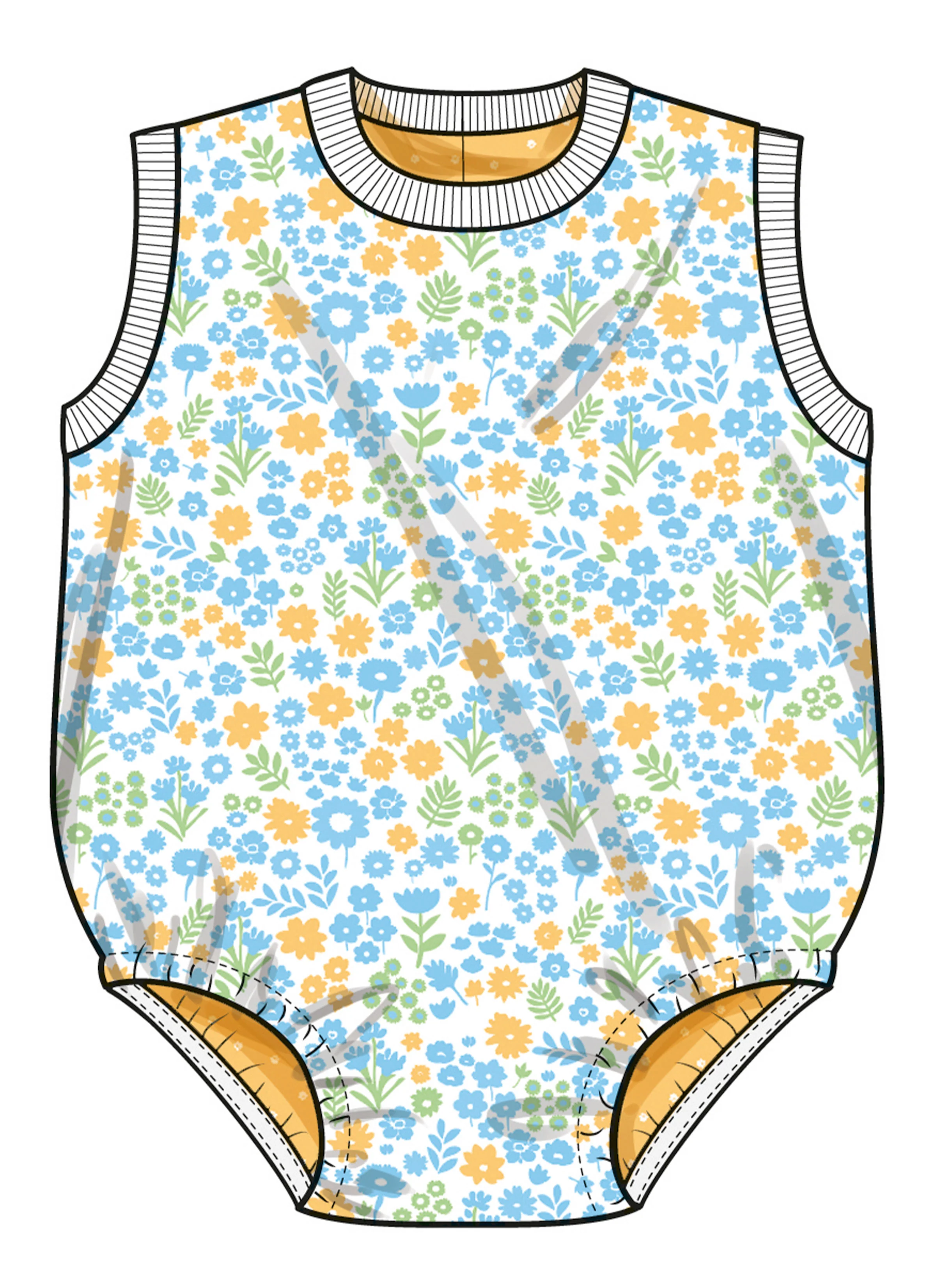 Simplicity Babies' Contrast Bodysuit and Bucket Hat S3144 - Image 3