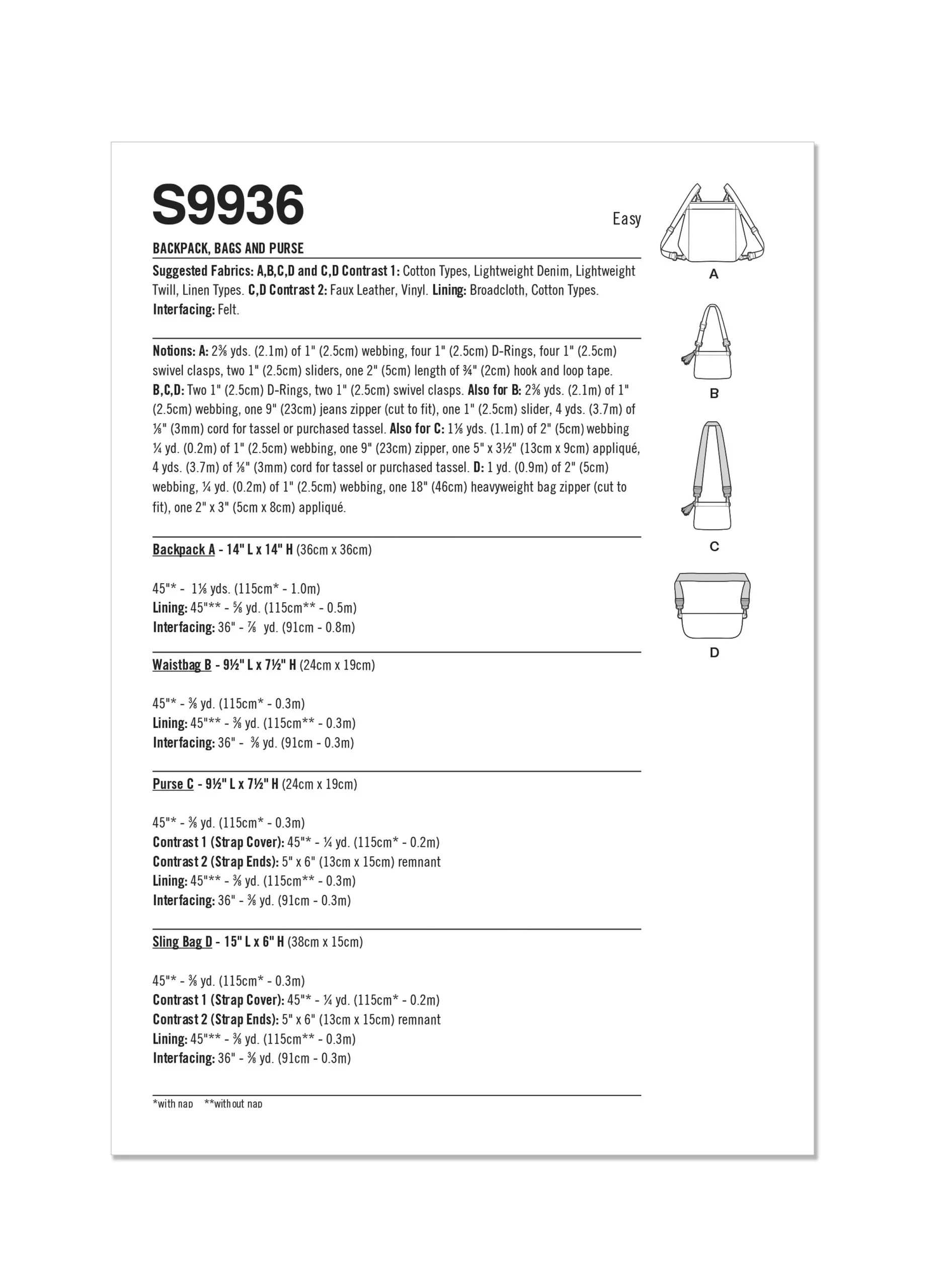 Simplicity Backpack, Bags & Purse S9936 - Image 7