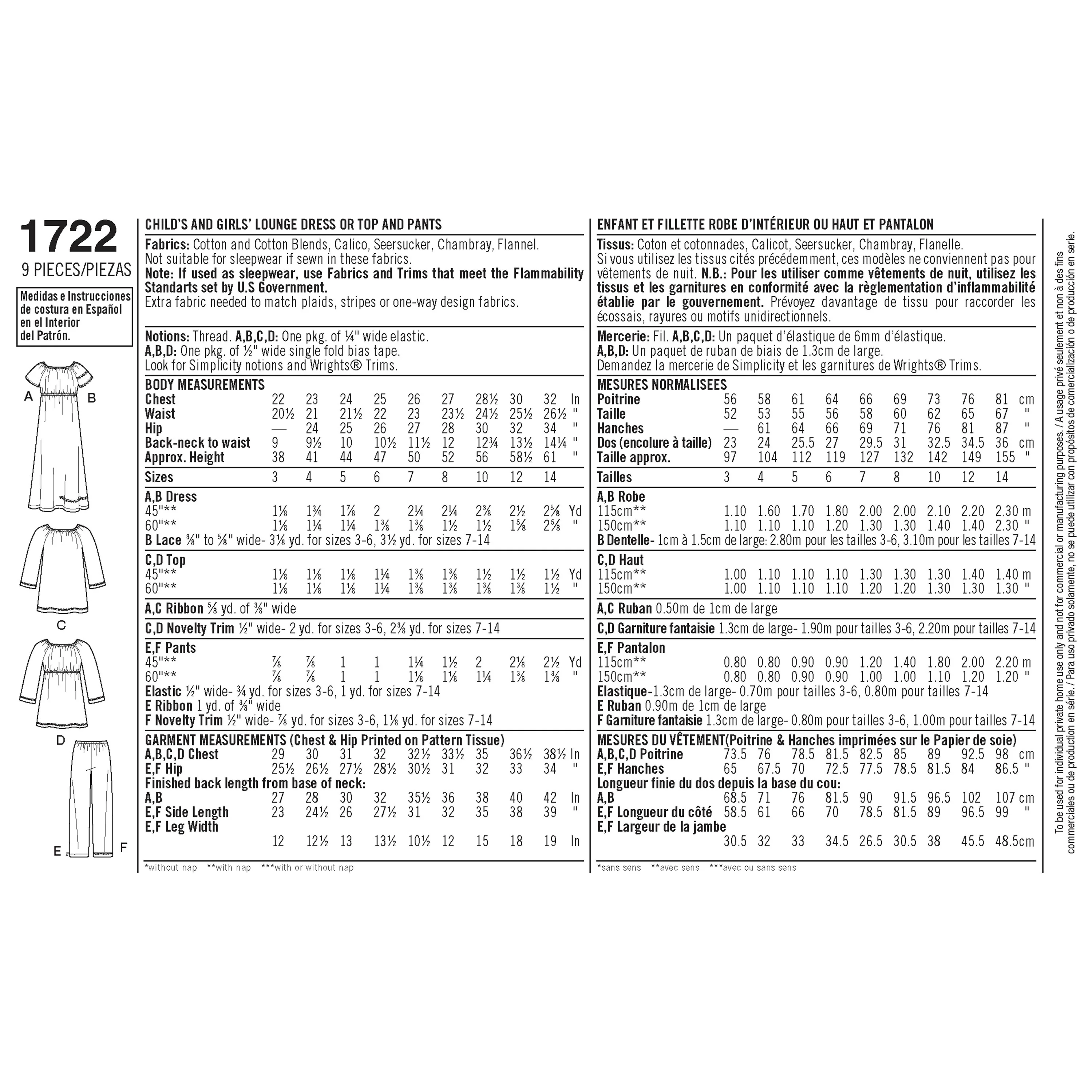 Simplicity Child/Teen Nightwear S1722 - Image 5