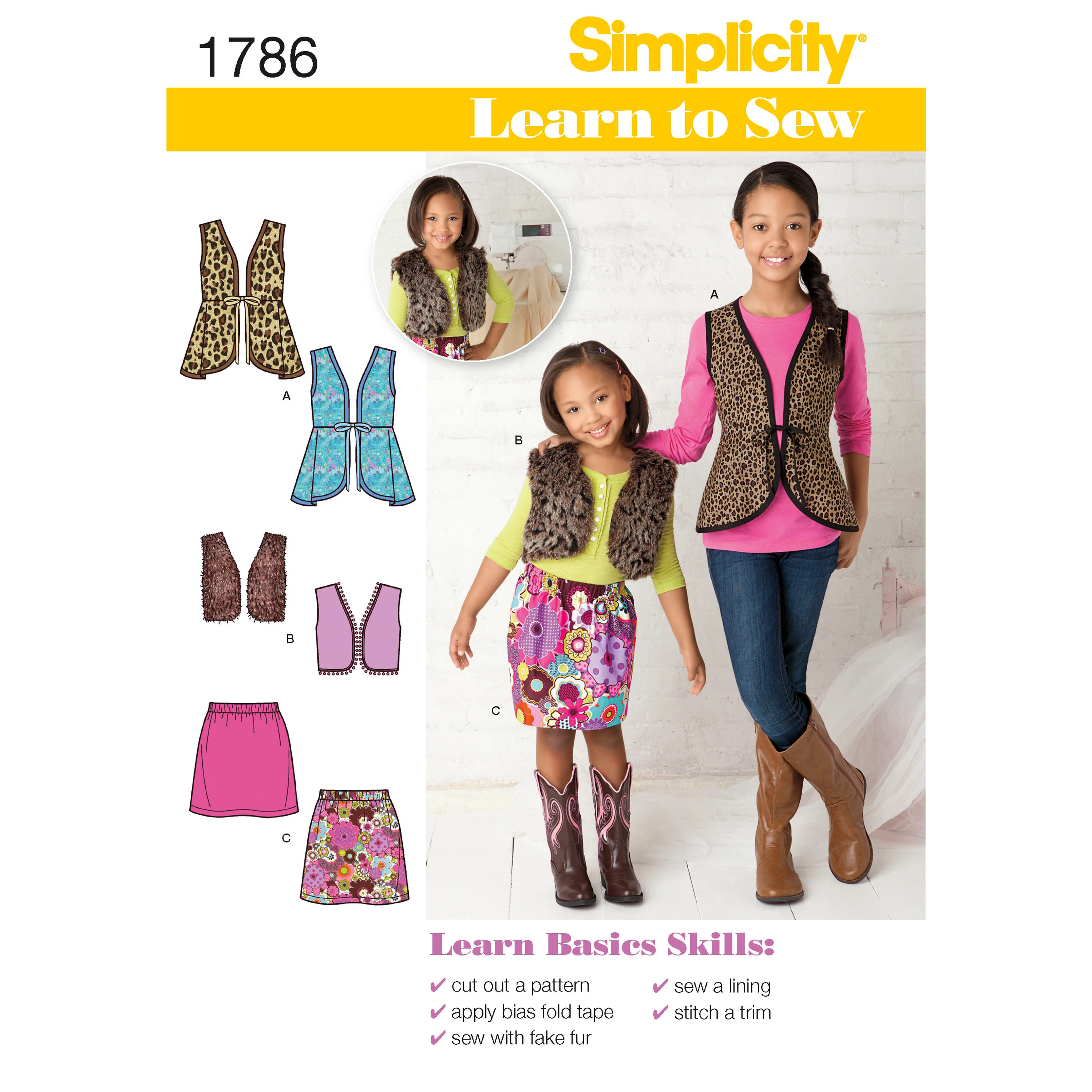 Simplicity Child/Teens Gilet and Skirt S1786 - Image 3
