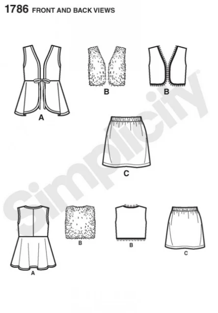 Simplicity Child/Teens Gilet and Skirt S1786 - Image 4