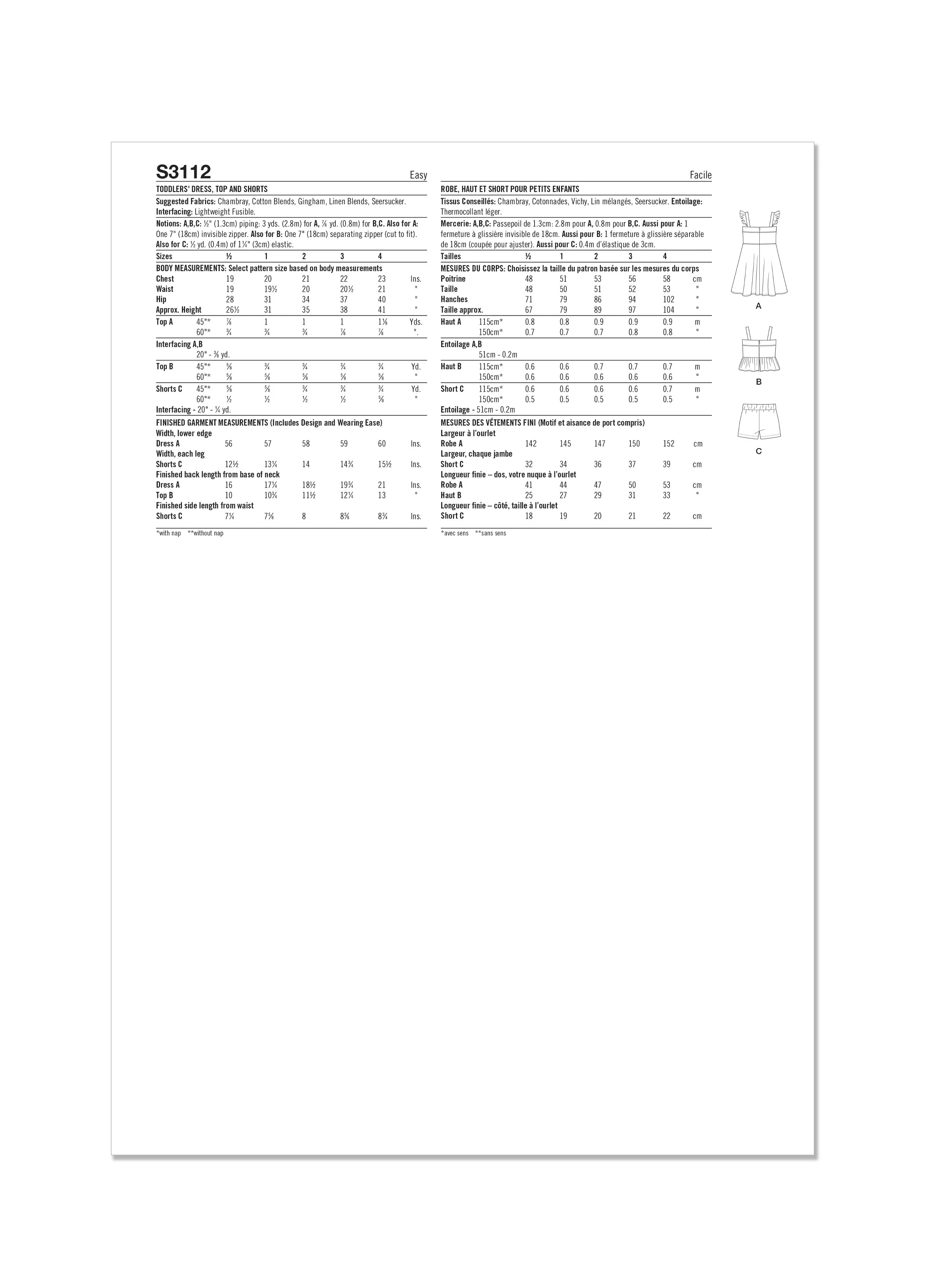 Simplicity Toddlers' Dress, Top and Shorts S3112 - Image 8