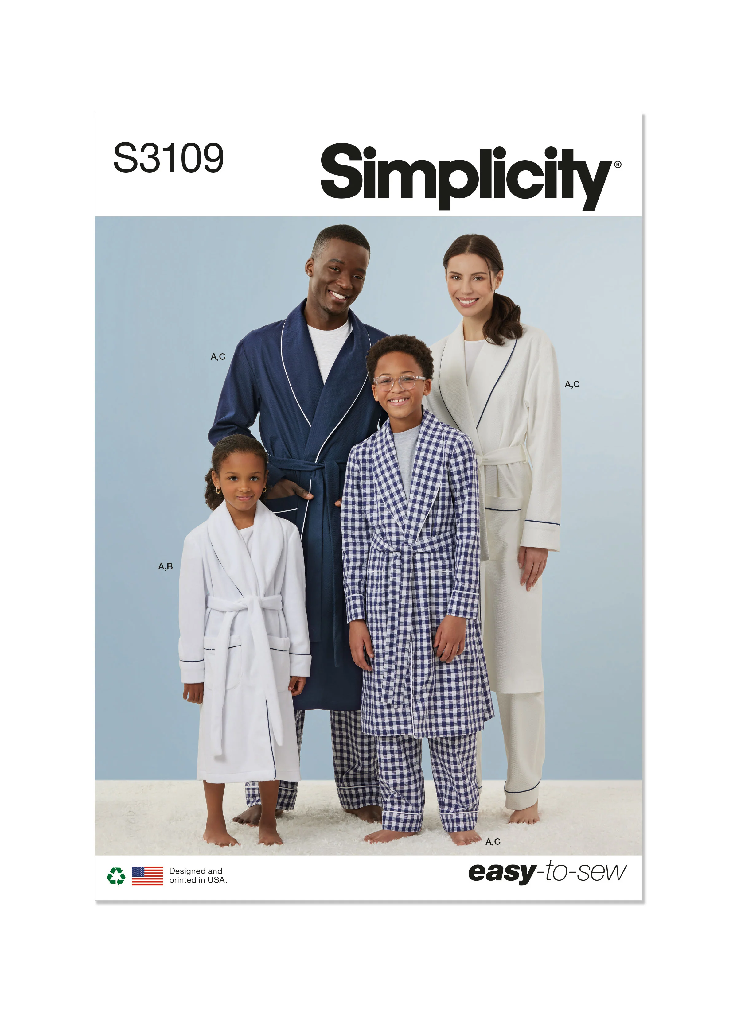 Simplicity Girls' and Boys' and Adults' Robe, Shorts and Trousers S3109 - Image 2