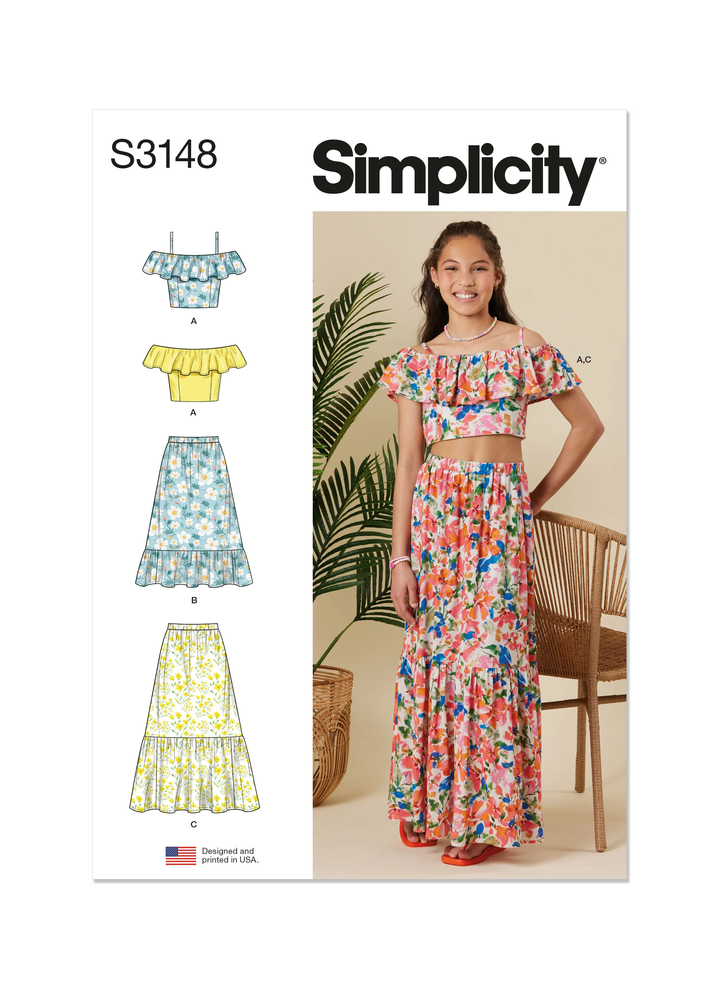 Simplicity Girls' Ruffle Top and Skirt S3148 - Image 2