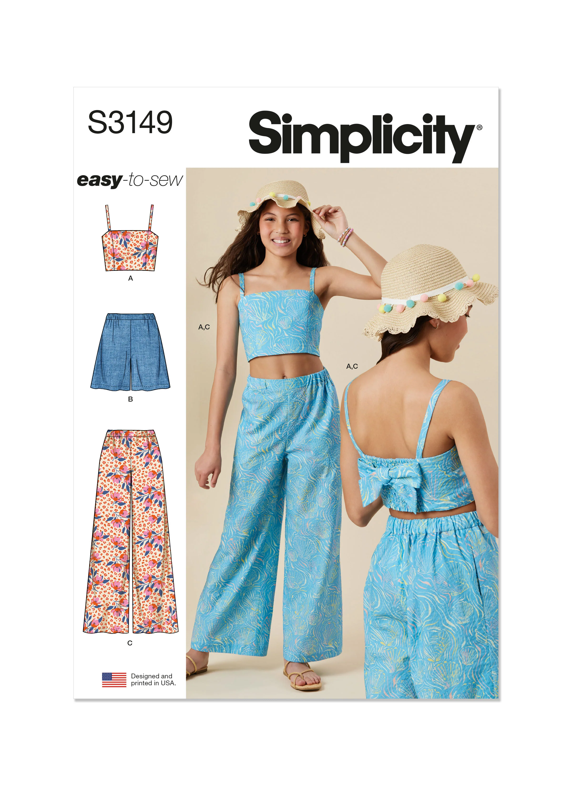 Simplicity Girls' Top, Shorts and Trousers S3149 - Image 2