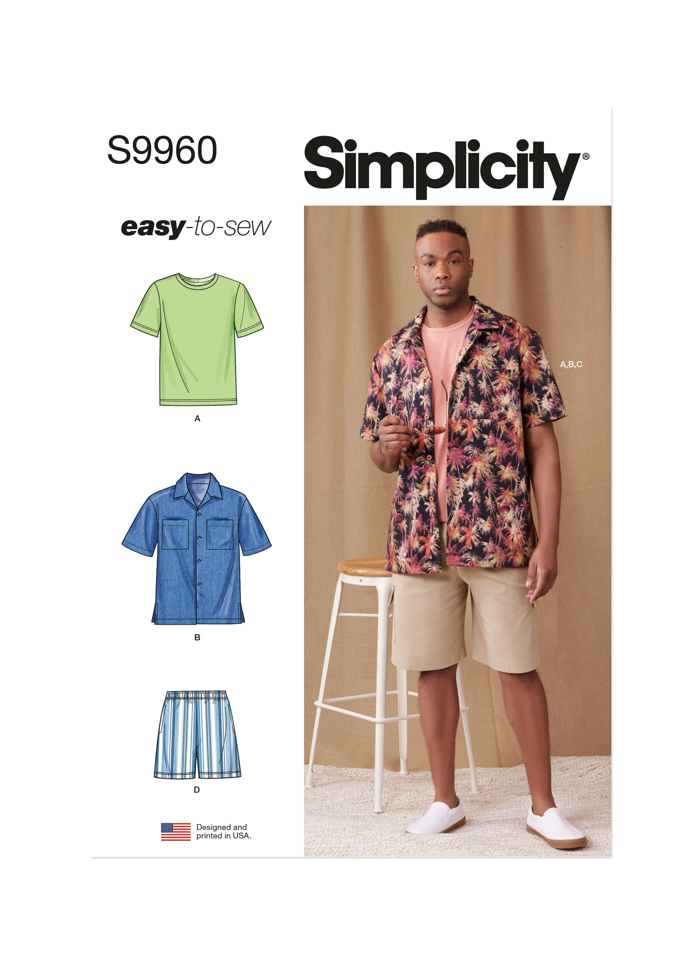 Simplicity Men's T-shirt, Shirt & Shorts S9960 - Image 2