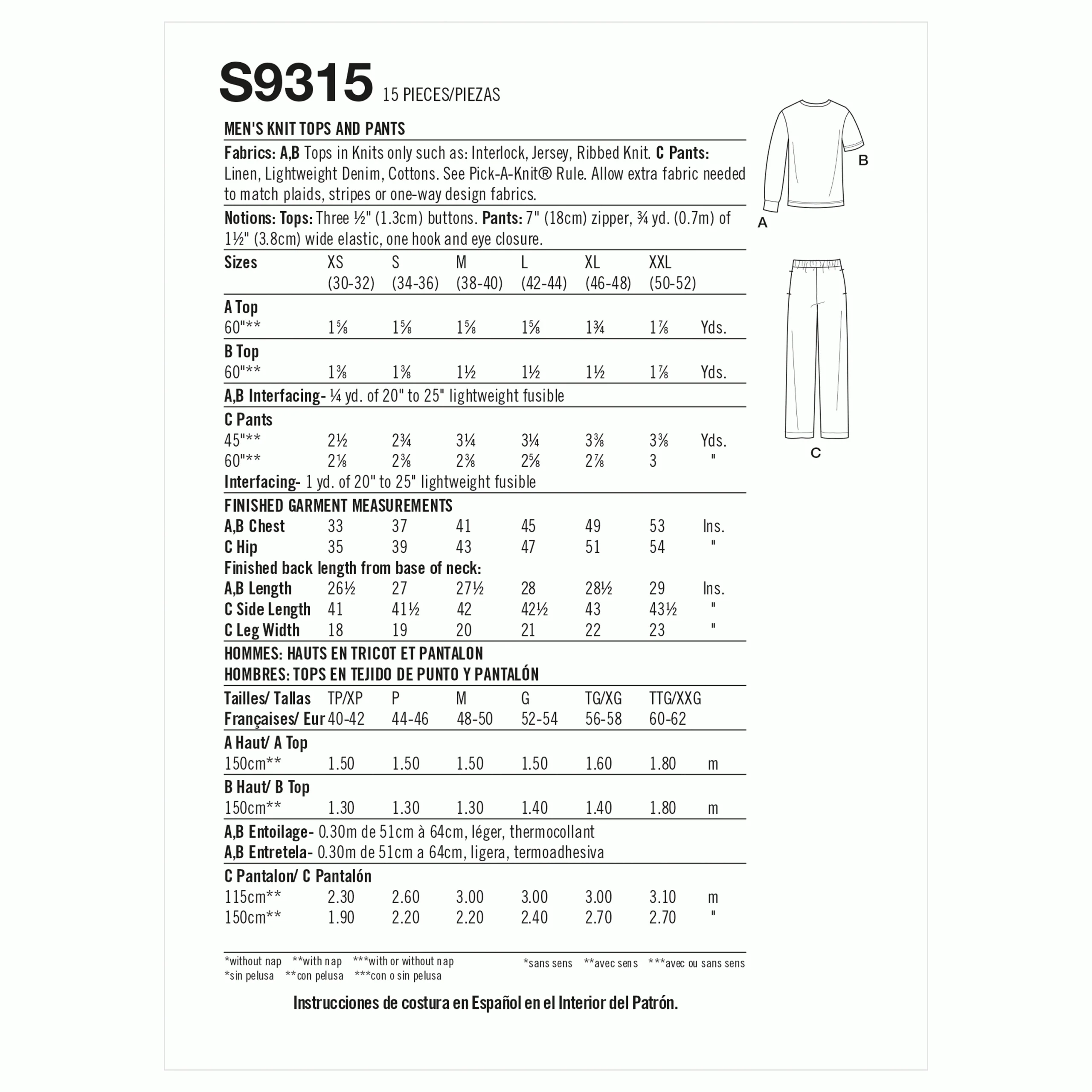 Simplicity Men's Tops and Trousers S9315 - Image 5