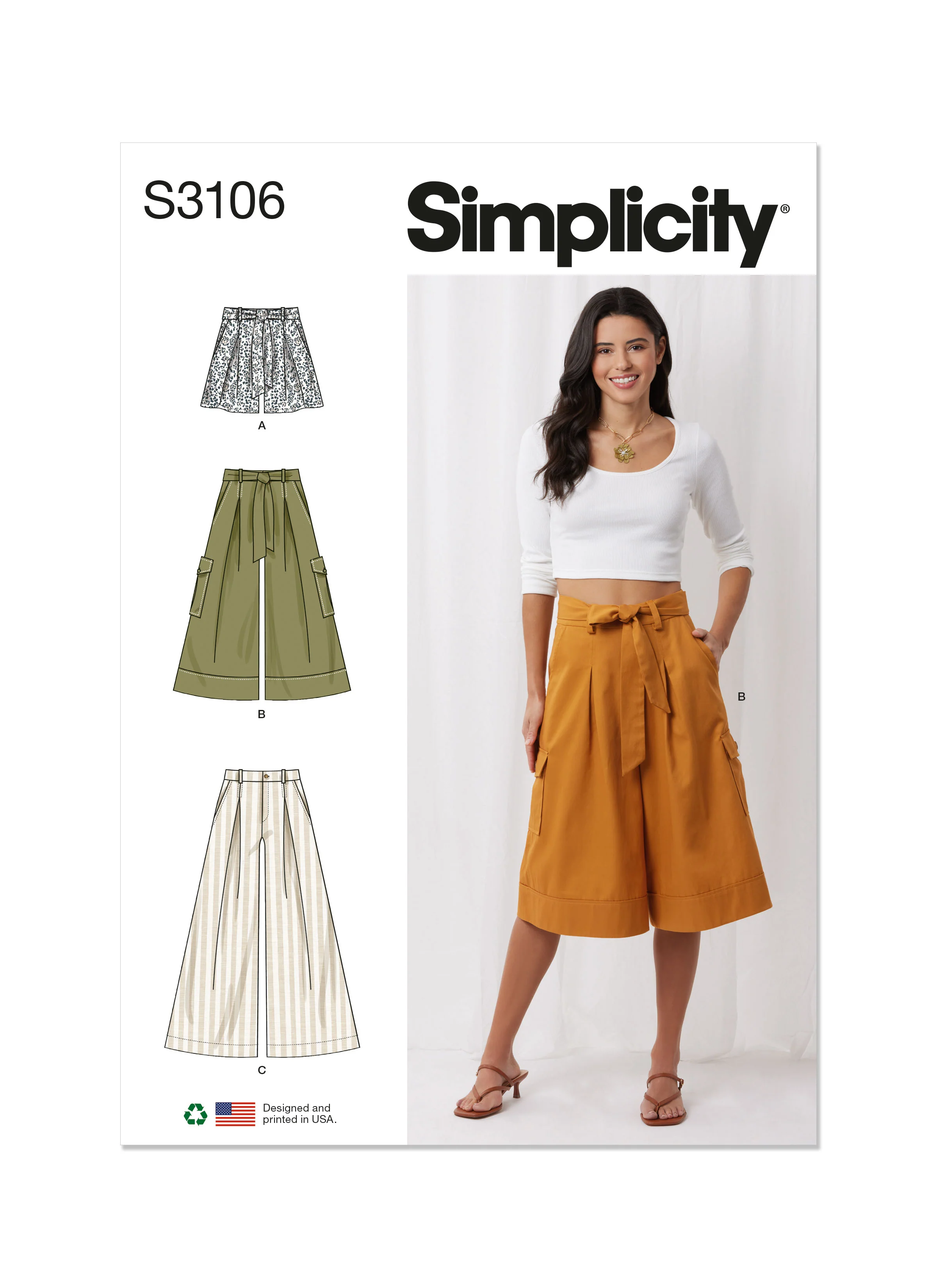 Simplicity Shorts and Trousers with Tie Belt S3106 - Image 2