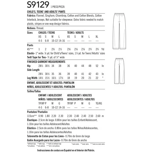 Simplicity Unisex Sleepwear Trousers S9129 - Image 4