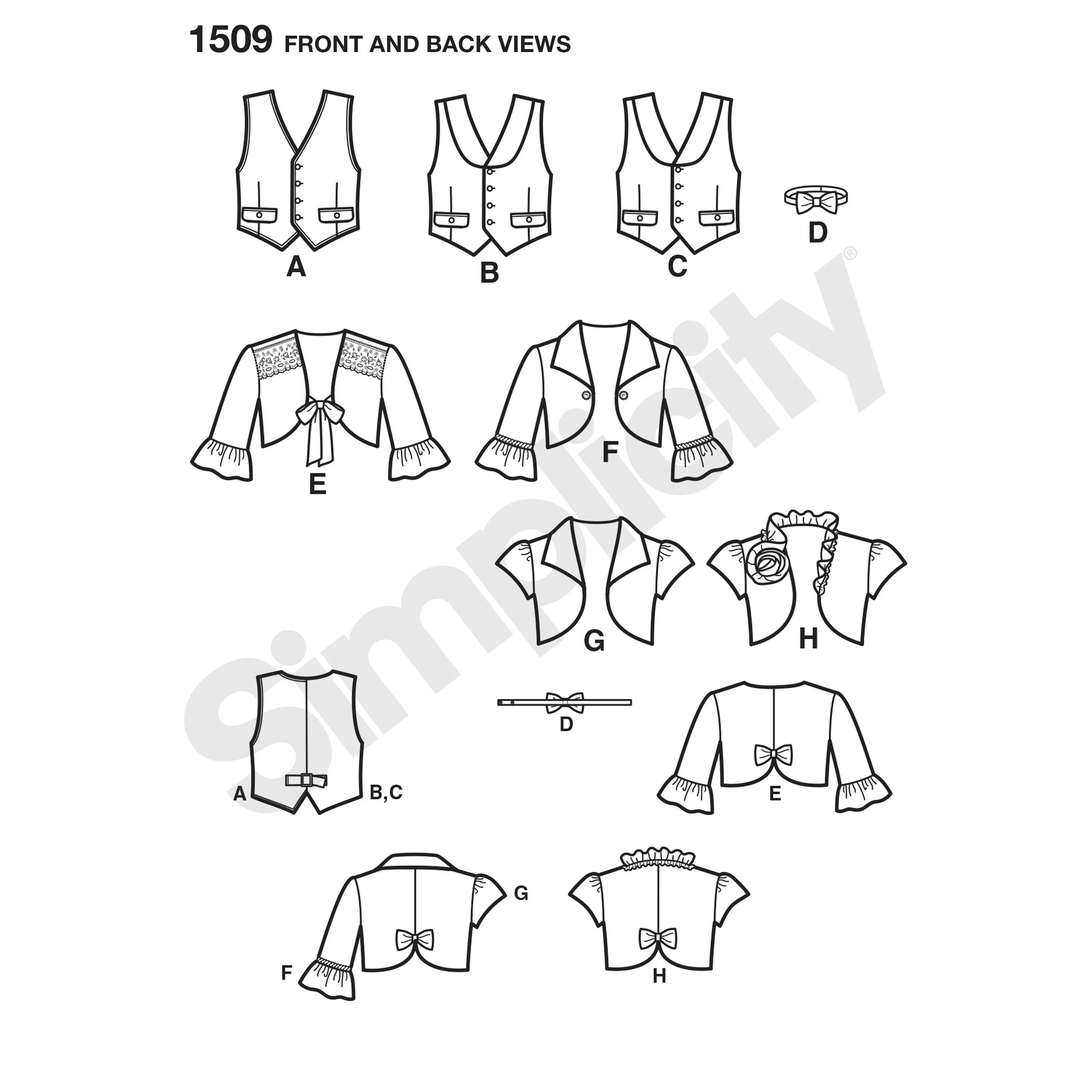 Simplicity Vest, Bolero and Bow Tie S1509 - Image 6