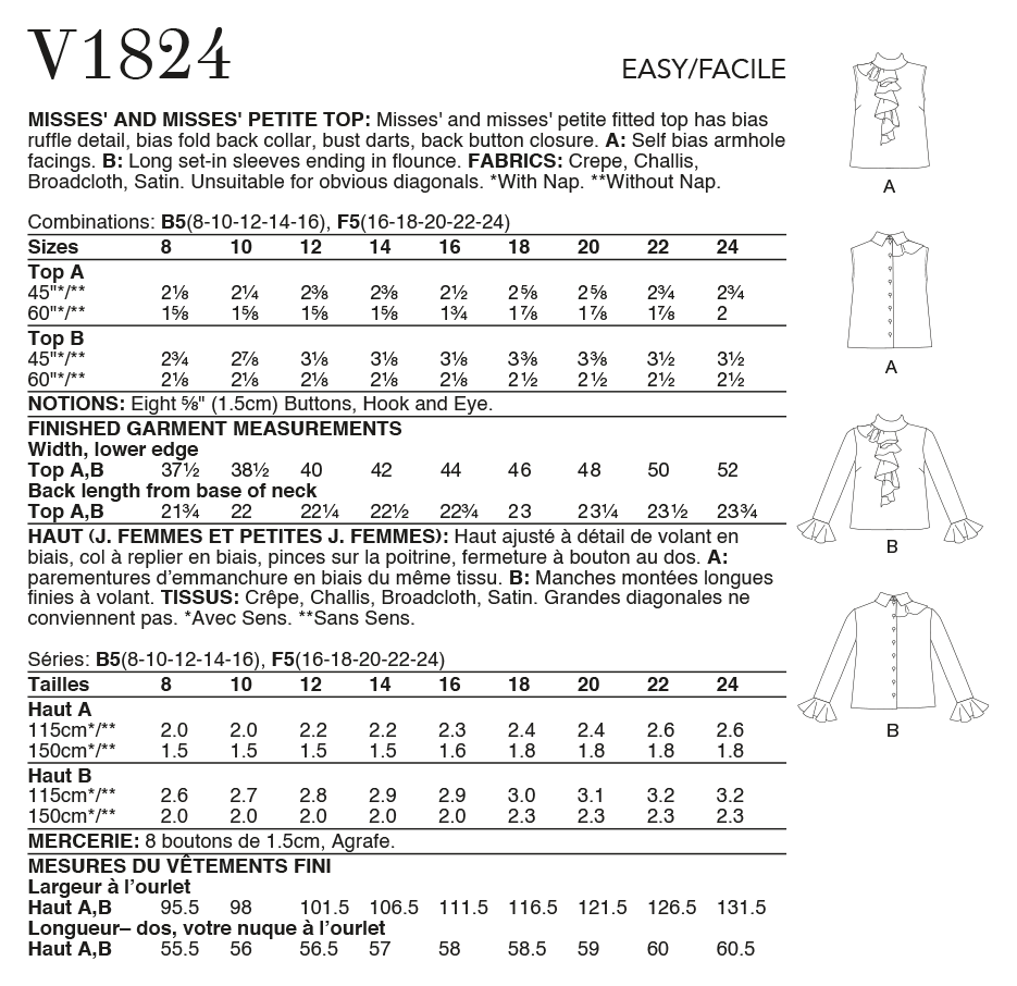 Vogue Blouses V1824 - Image 7