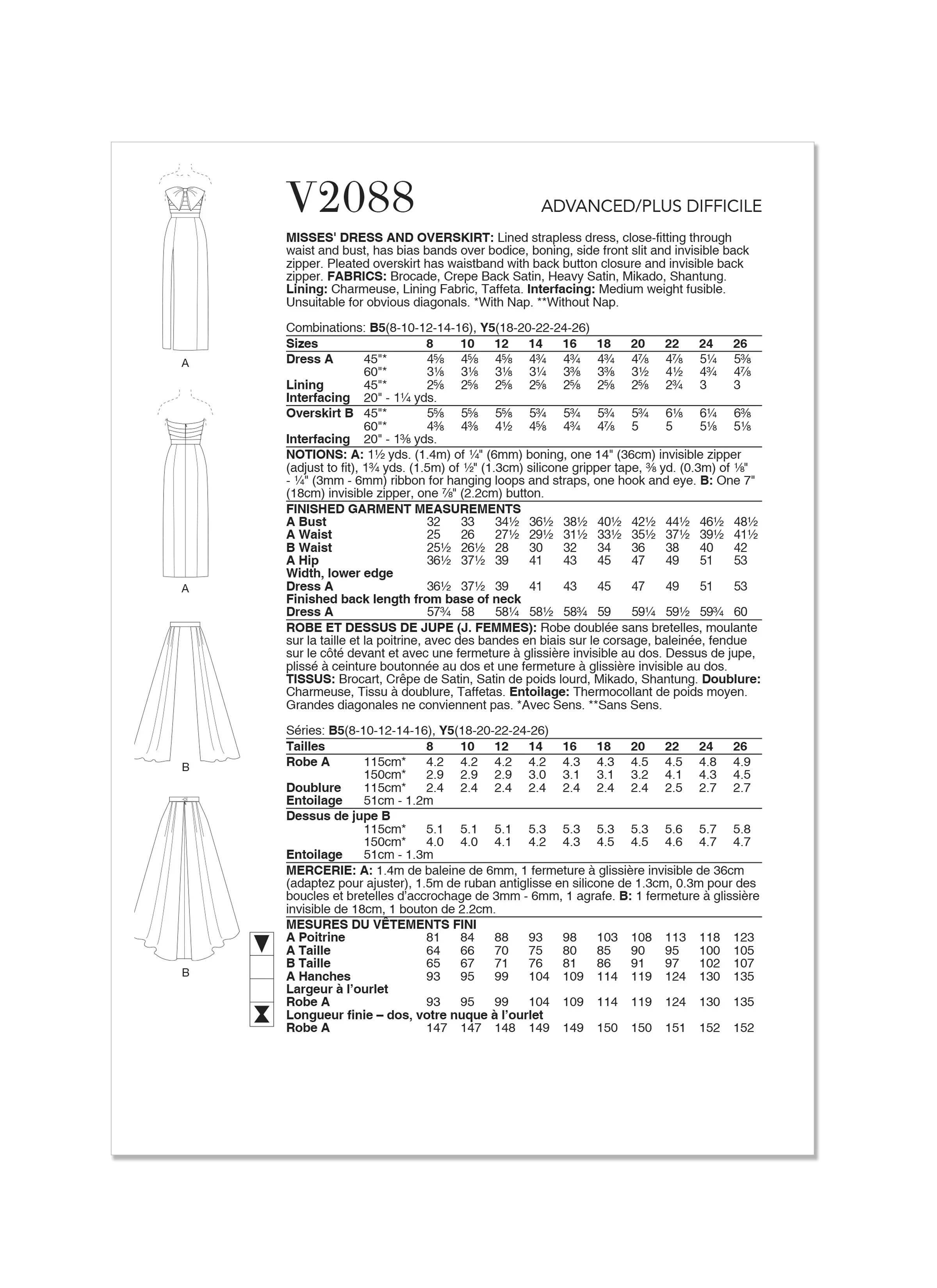 Vogue Dress and Overskirt V2088 - Image 7