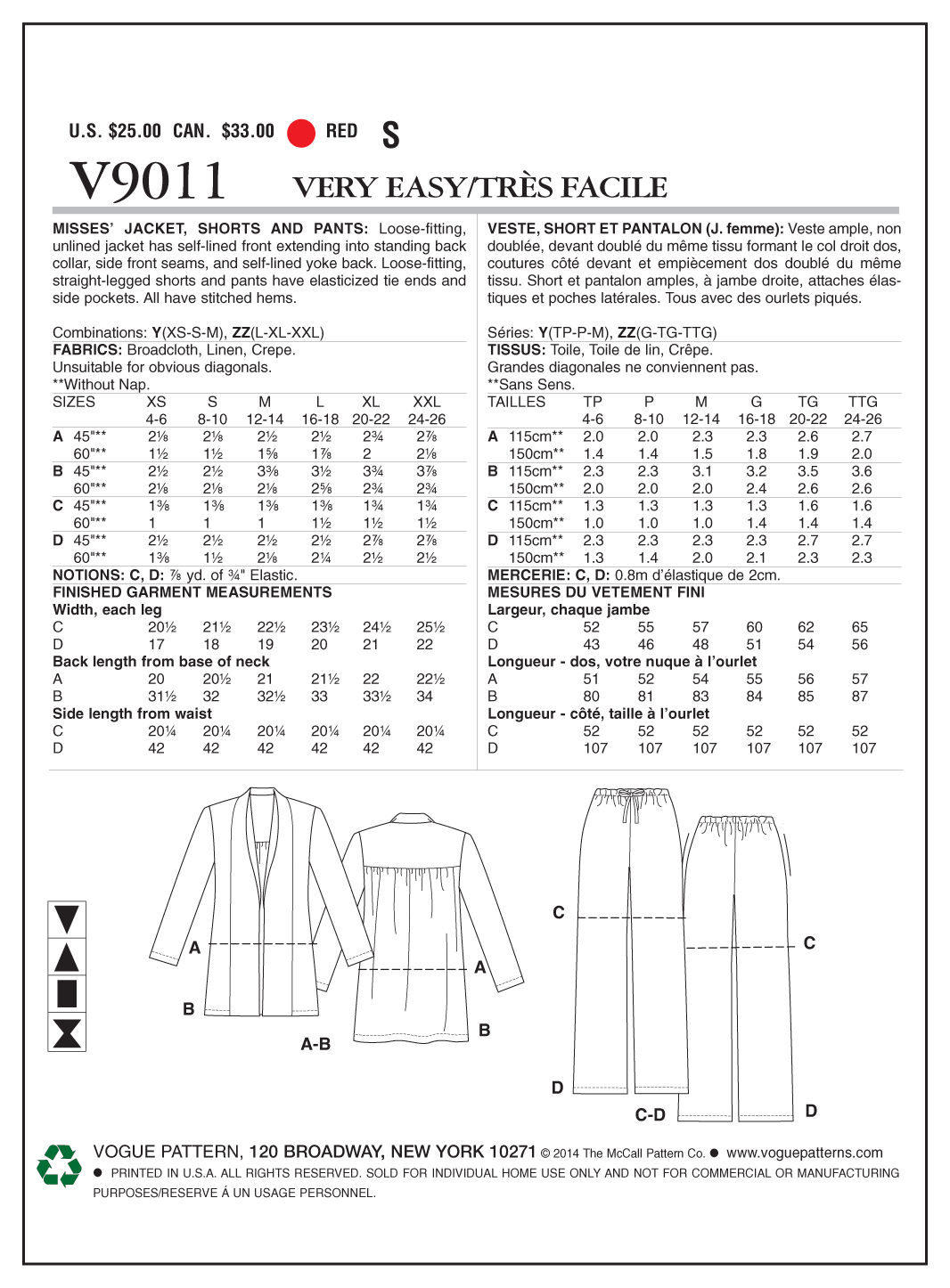 Vogue Jacket, Shorts and Trousers V9011 - Image 5