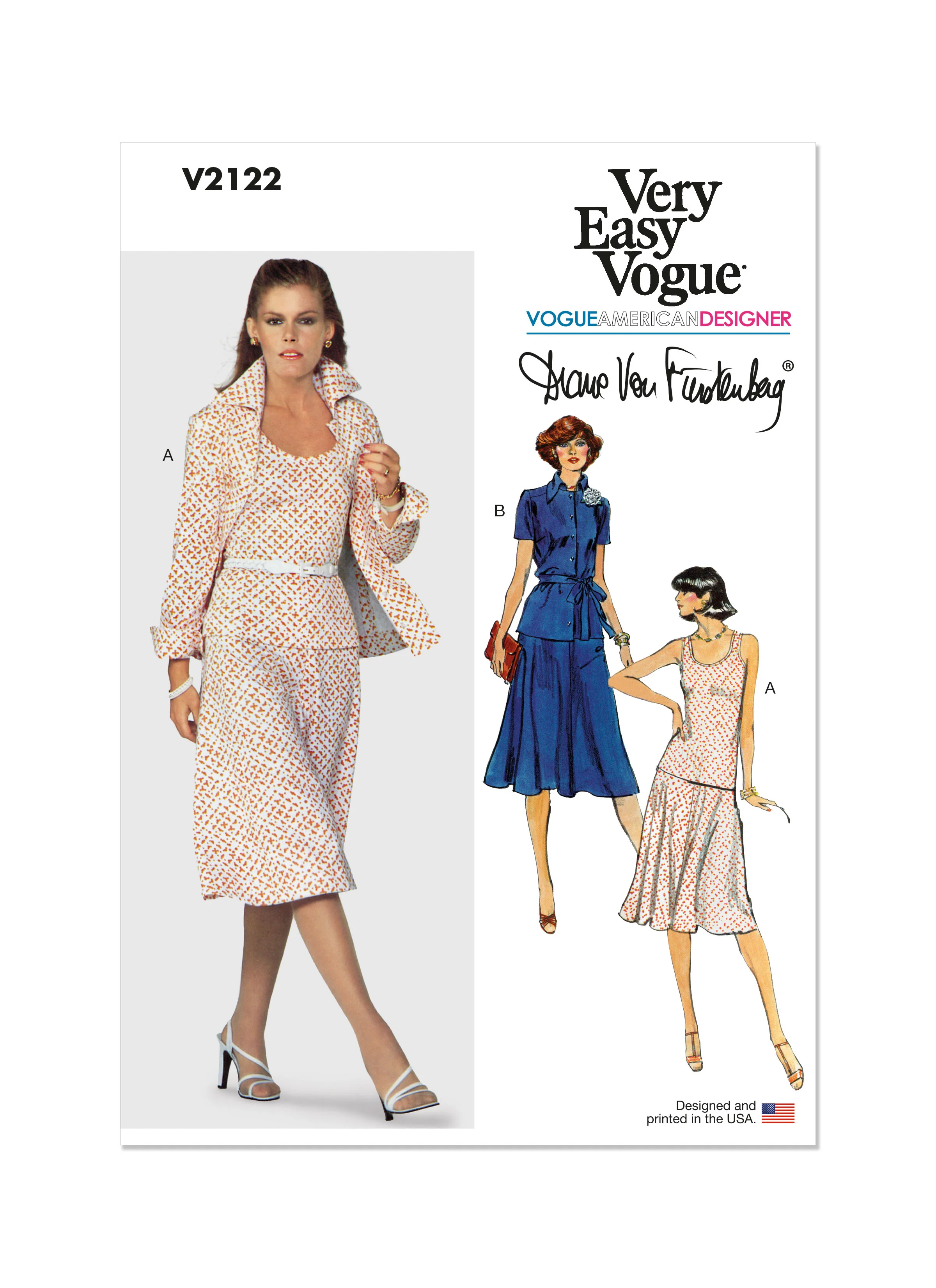 Vogue Knit Jacket, Belt, Skirt and Top by Diane von Furstenberg V2122 - Image 2