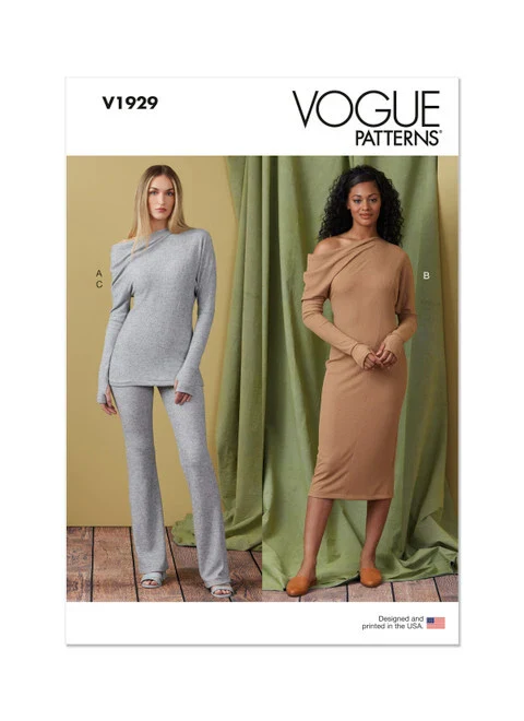 Vogue Knit Top, Dress and Trousers V1929 - Image 2