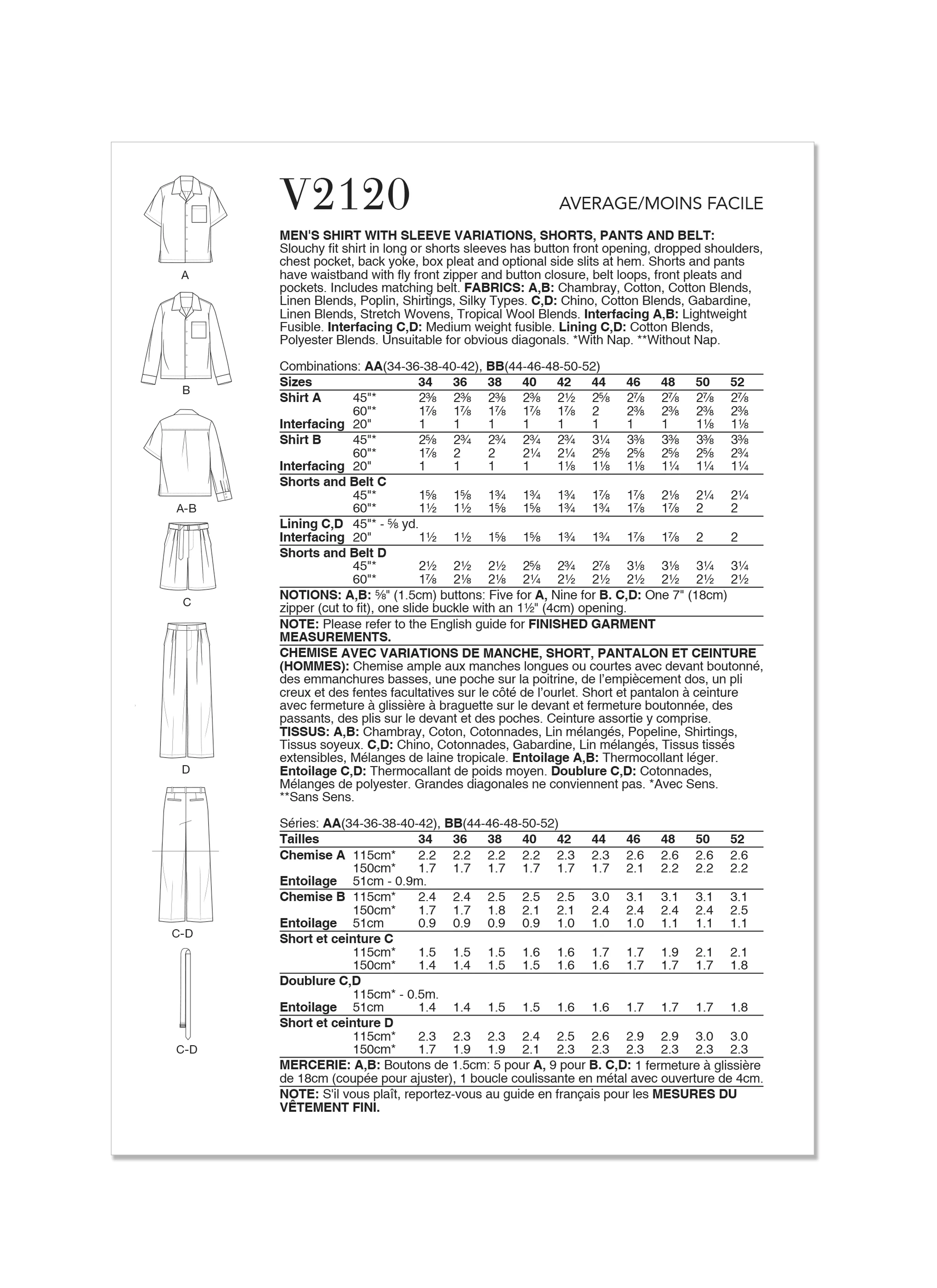 Vogue  Men's Shirt, Shorts, Trousers and Belt V2120 - Image 11
