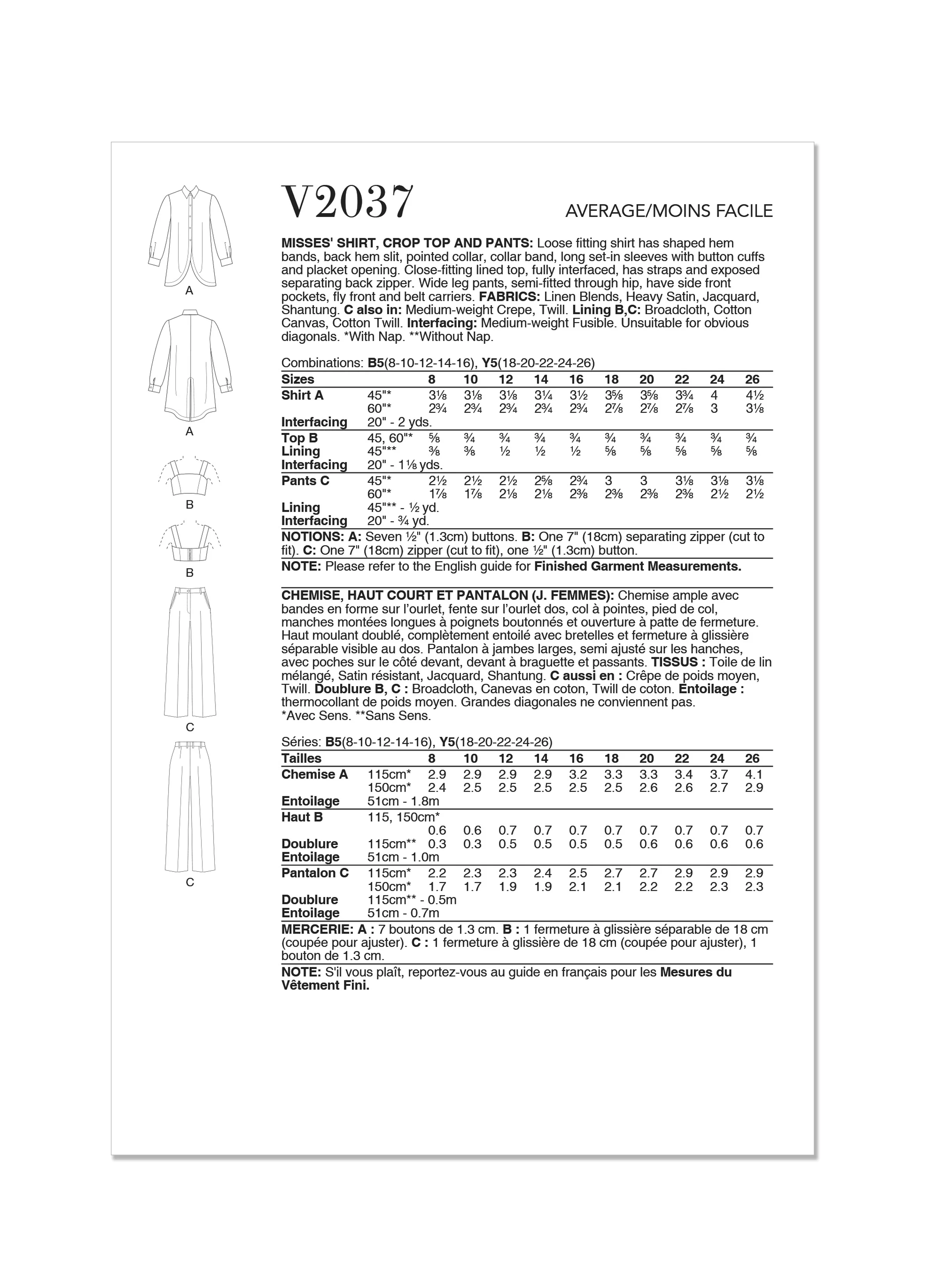 Vogue Shirt, Top & Trousers V2037 - Image 10
