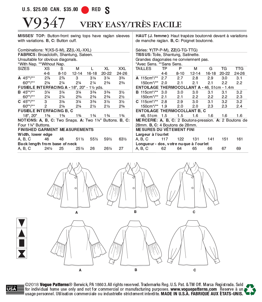 Vogue Top V9347 - Image 6