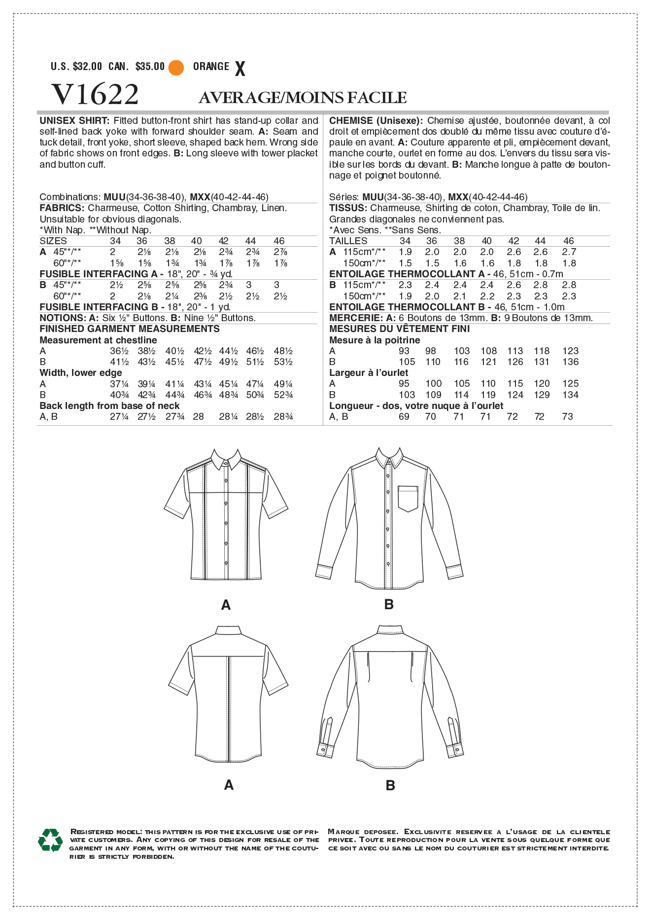 Vogue Unisex Shirt V1622 - Image 7