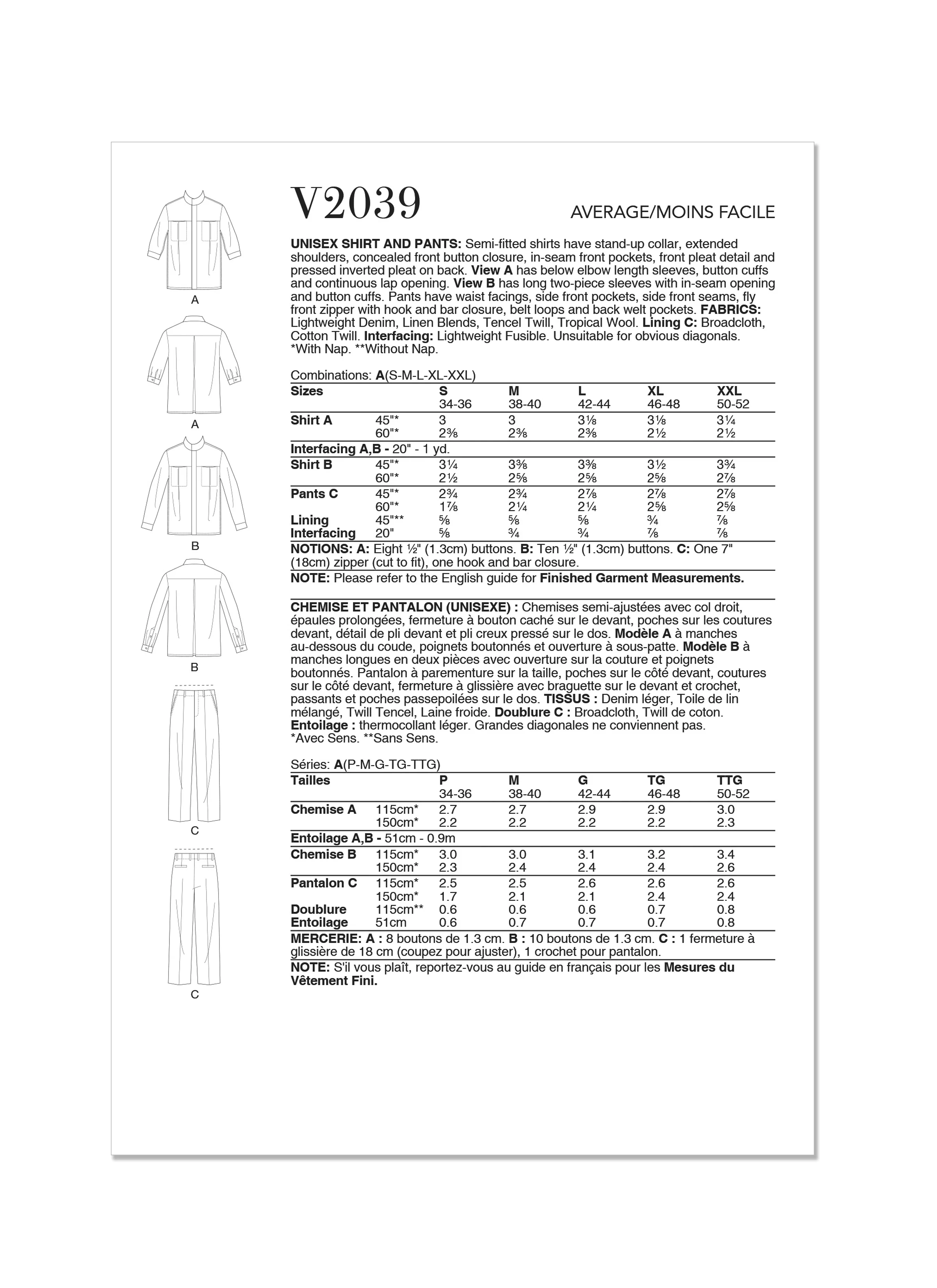 Vogue Unisex Trousers & Shirts V2039 - Image 12