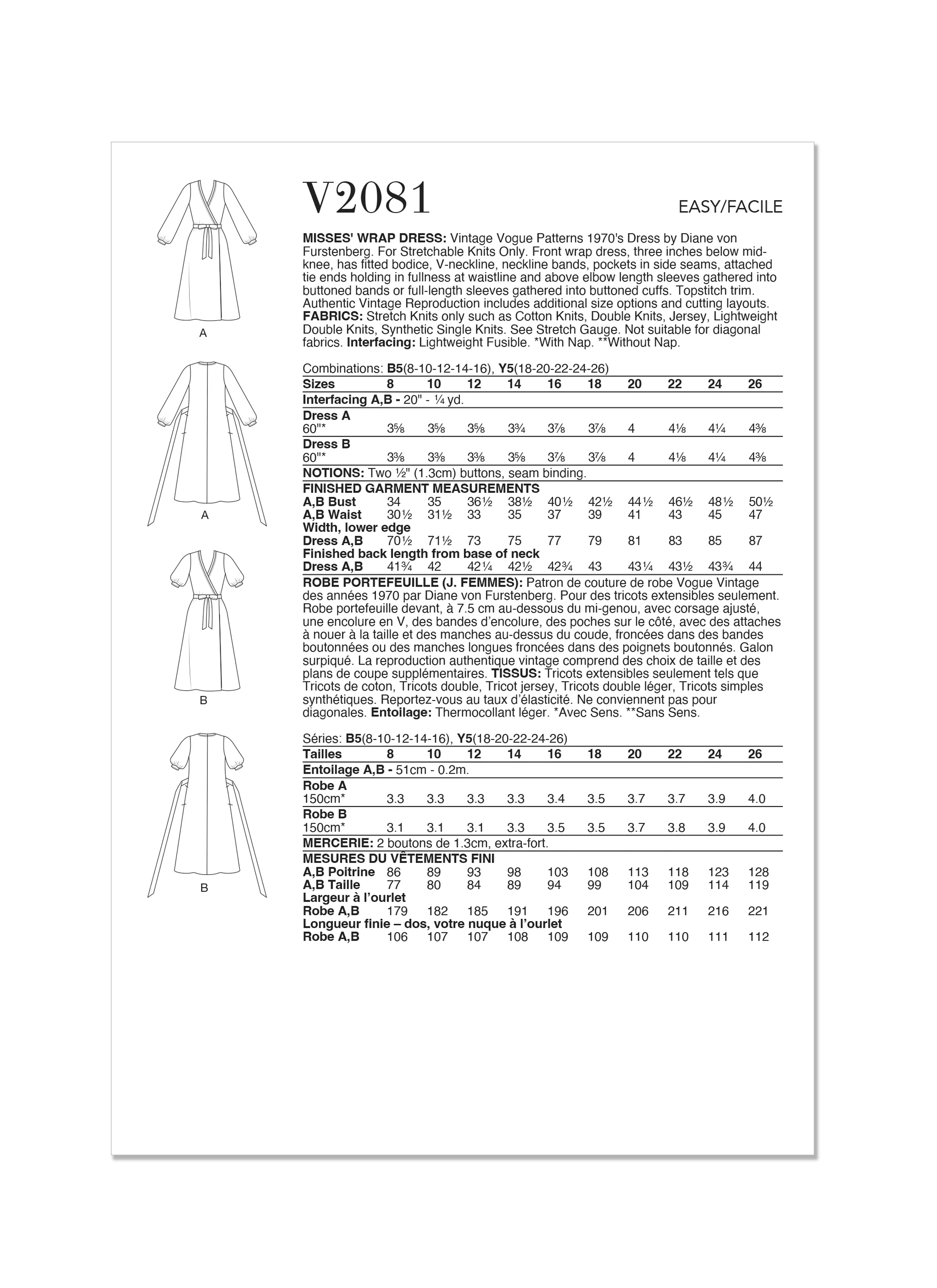 Vogue Vintage Wrap Dress V2081 - Image 23